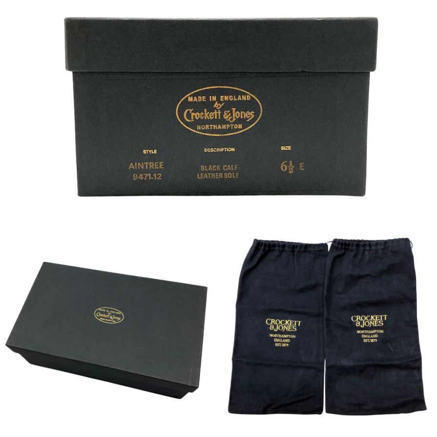 クロケット&ジョーンズ レザーシューズ 外羽根プレーントゥ AINTREE ブラック サイズUK6.5E crokett&jones ビジネスシューズ 約25.5cm【LA】【中古】