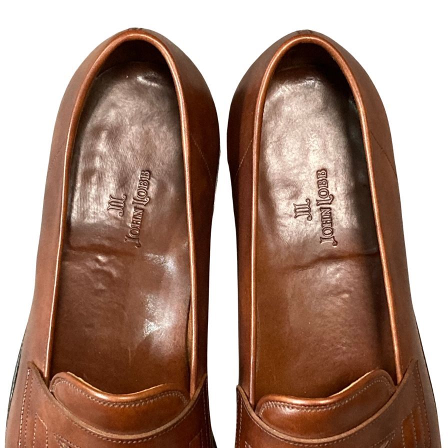 ジョンロブ アシュレイ ローファー スクエアトゥ カーフ ブラウン サイズ9E JOHNLOBB ローファー 約27.5cm【LA】【中古】