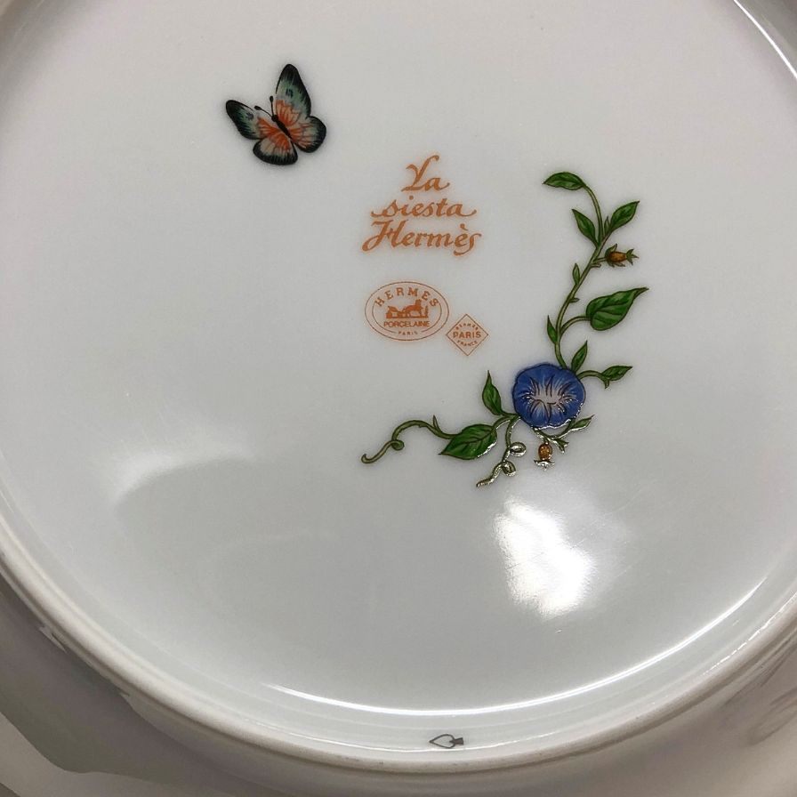 エルメス シエスタ ディーププレート 花柄 総柄 約19.5㎝ HERMES【AFI28】【中古】