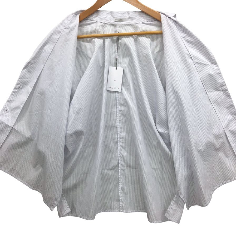 新品同様◆バグッタ 半袖シャツ ストライプ ホワイト系 レディース サイズ38 BAGUTTA 【AFB3】
