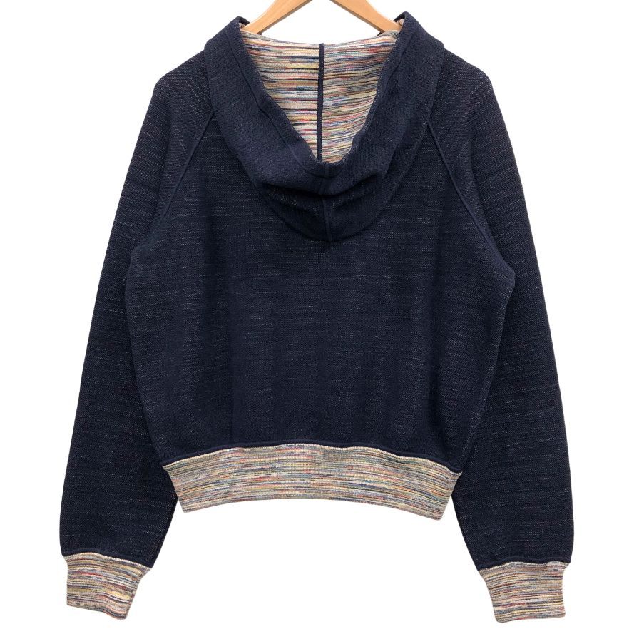 極美品◆ミッソーニ フロントジップ パーカー レディース 裏地総柄 ウール サイズ44 ネイビー MISSONI 【AFB17】
