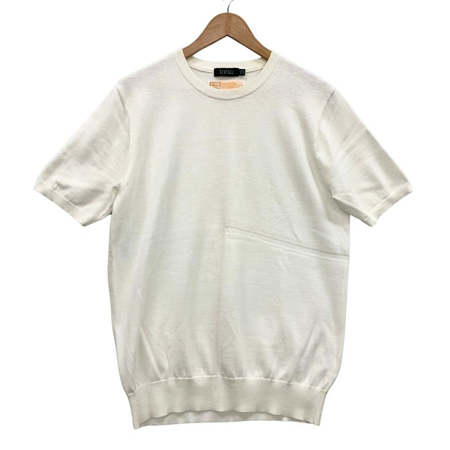 美品◆バーニーズニューヨーク ニットTシャツ シーアイランドコットン サイズS メンズ ホワイト BARNYS NEWYORK 【AFB51】