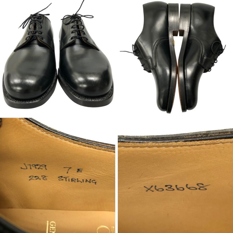 クロケット&ジョーンズ レザーシューズ スターリング プレーントゥ コードバン ブラック サイズ7E メンズ CROCKETT&JONES 約26.0cm【AFD13】