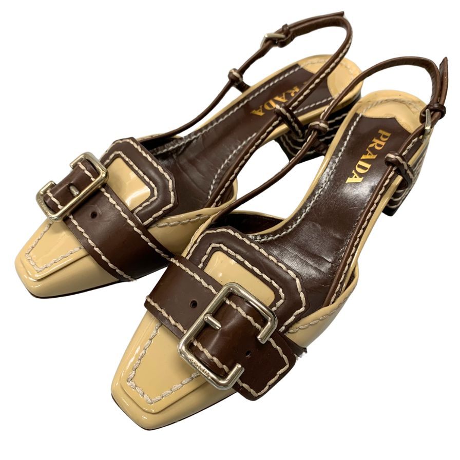 プラダ パンプス バックル ベージュ レディース サイズ36 PRADA
