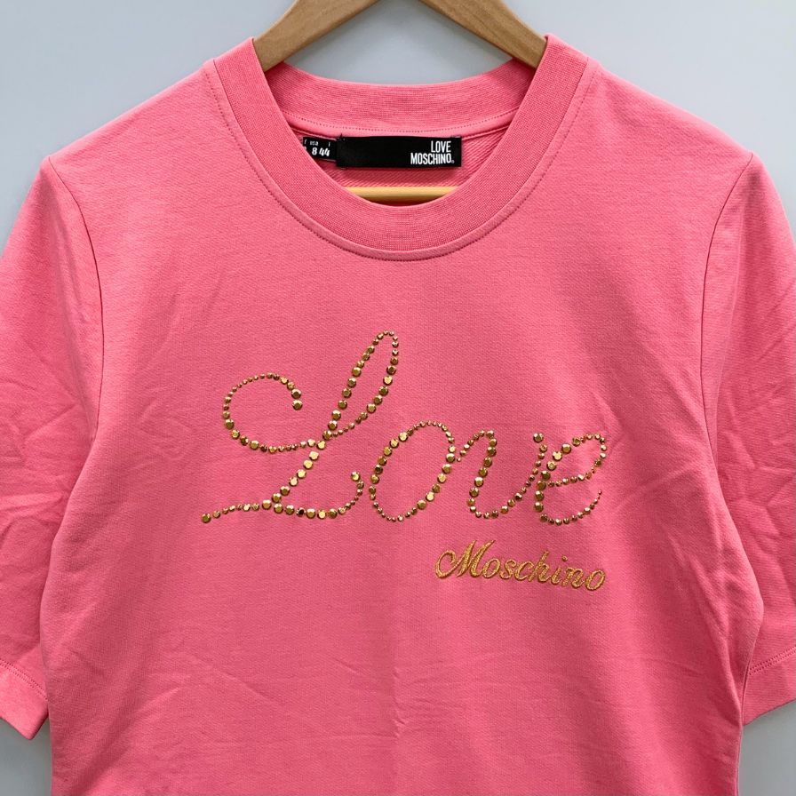 極美品◆ラブモスキーノ ロングTシャツ スタッズ レディース サイズ44 ピンク Love Moschino 【AFB31】
