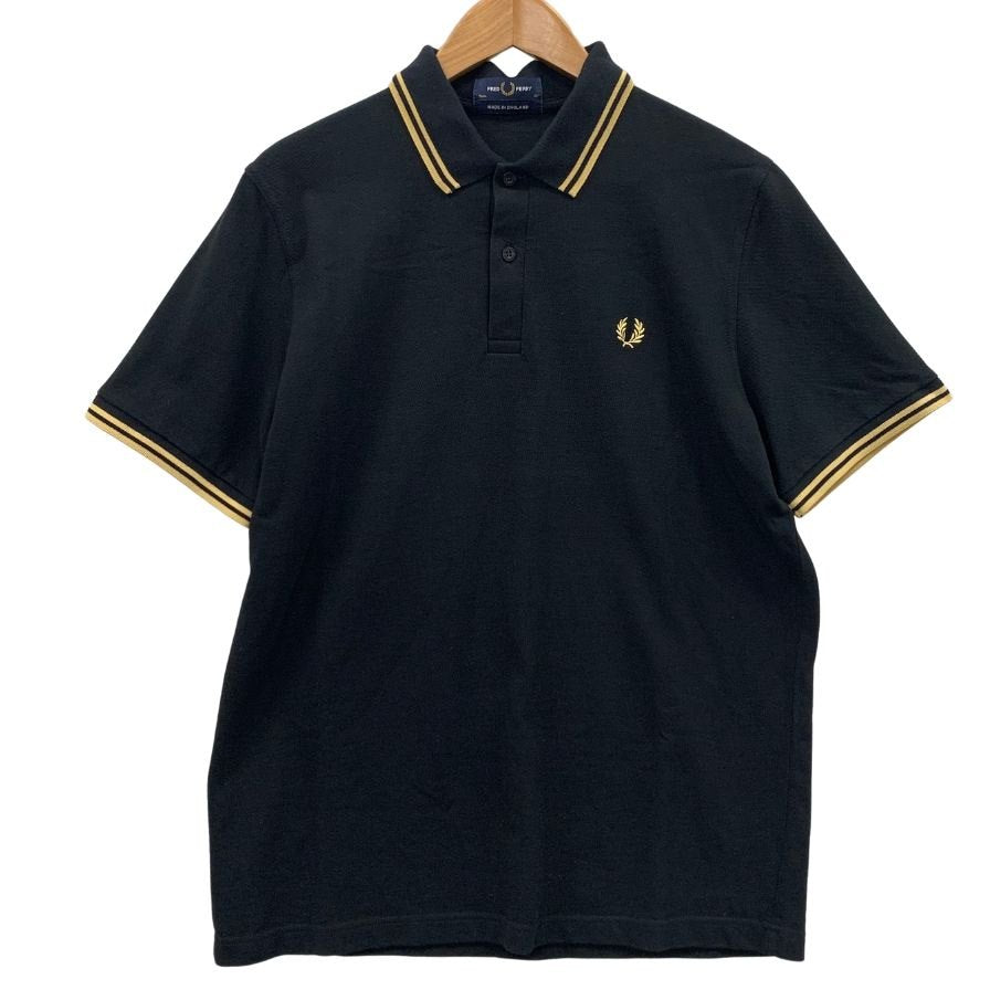 美品◆フレッドペリー 半袖ポロシャツ ゴールドライン ブラック メンズ サイズ46 FRED PERRY 【AFB35】