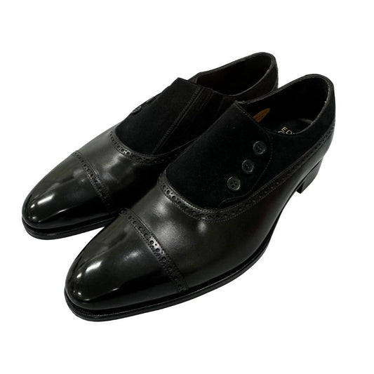 エドワードグリーン レザーシューズ メリルボーン ボタン 915ラスト メンズ サイズUK8 ブラック EDWARD GREEN Marylebone 約26.5cm【LA】