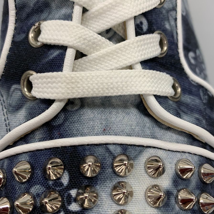 クリスチャンルブタン ローカットスニーカー スタッズ 総柄 ブルー系 メンズ サイズ41 Christian Louboutin 約26.0cm【AFC4】