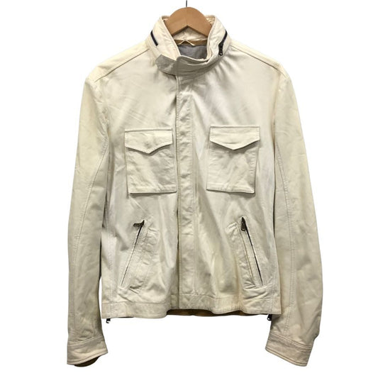 極美品◆ブルネロクチネリ 本革ジャケット ベージュホワイト サイズ3(Sサイズ)BRUNELLO CUCINELLI 【AFG1】