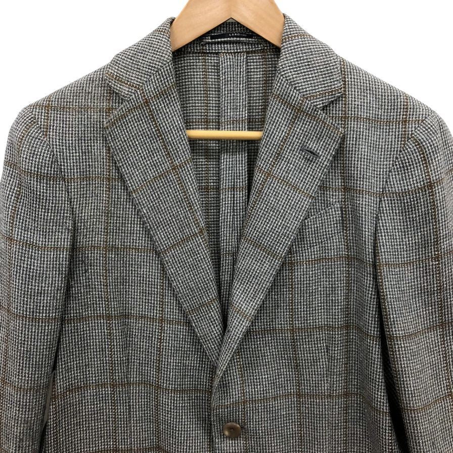 美品◆ラルディーニ テーラードジャケット ウール リネン シルク チェック柄 グレー系 サイズ42 7REG LARDINI 【AFB41】