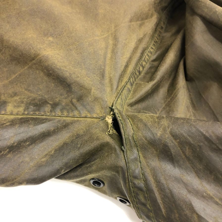 中古■バブアー ボーダー 2ワラント オイルドジャケット YKKジップ メンズ サイズC36 カーキ barbour 【AFA3】