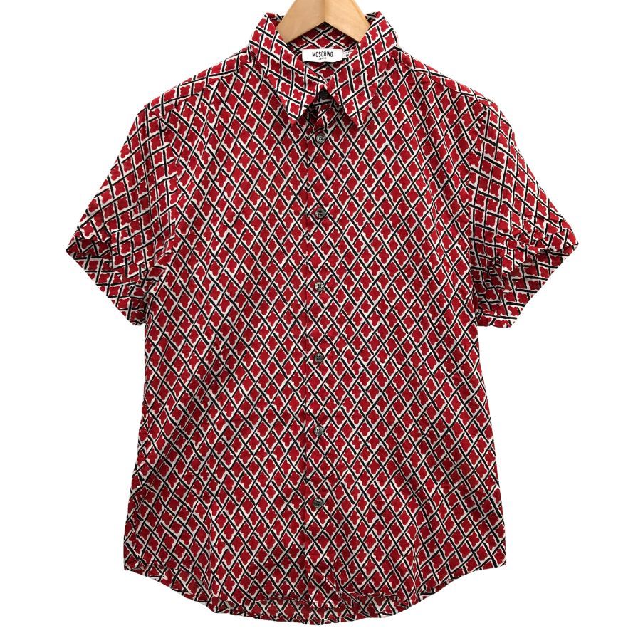 中古◇モスキーノ 半袖 柄シャツ レディース サイズM レッド