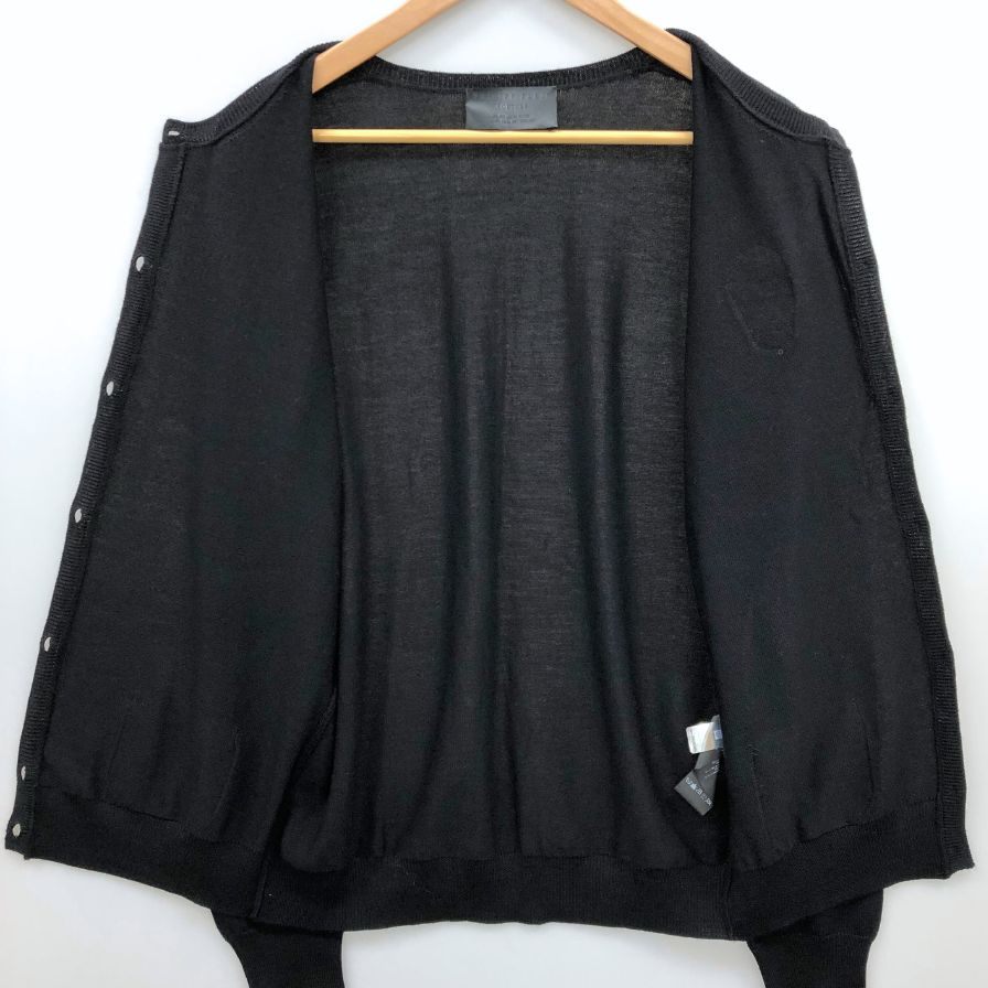 極美品◆フィリッププレイン カーデイガン スカルビジュー ウール100% レディース サイズL ブラック Philipp Plein 【AFB31】