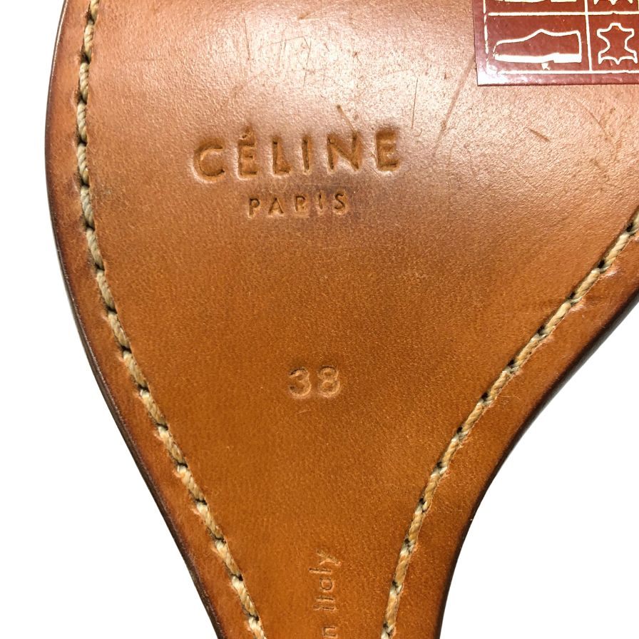 セリーヌ サンダル オープントゥ ウェッジソール レザー ブラウン レディース サイズ38 CELINE 約24.5cm【AFD2】
