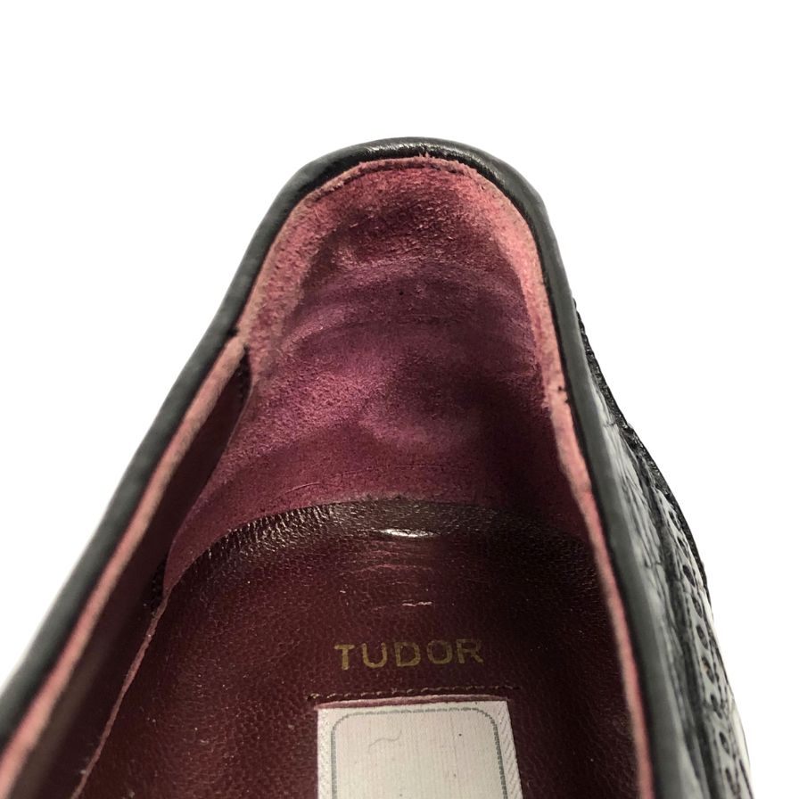 バリー レザーシューズ パンチドキャップトゥ クロコダイル レザー ブラック サイズUK7.5 BALLY 約26.0cm【AFC8】