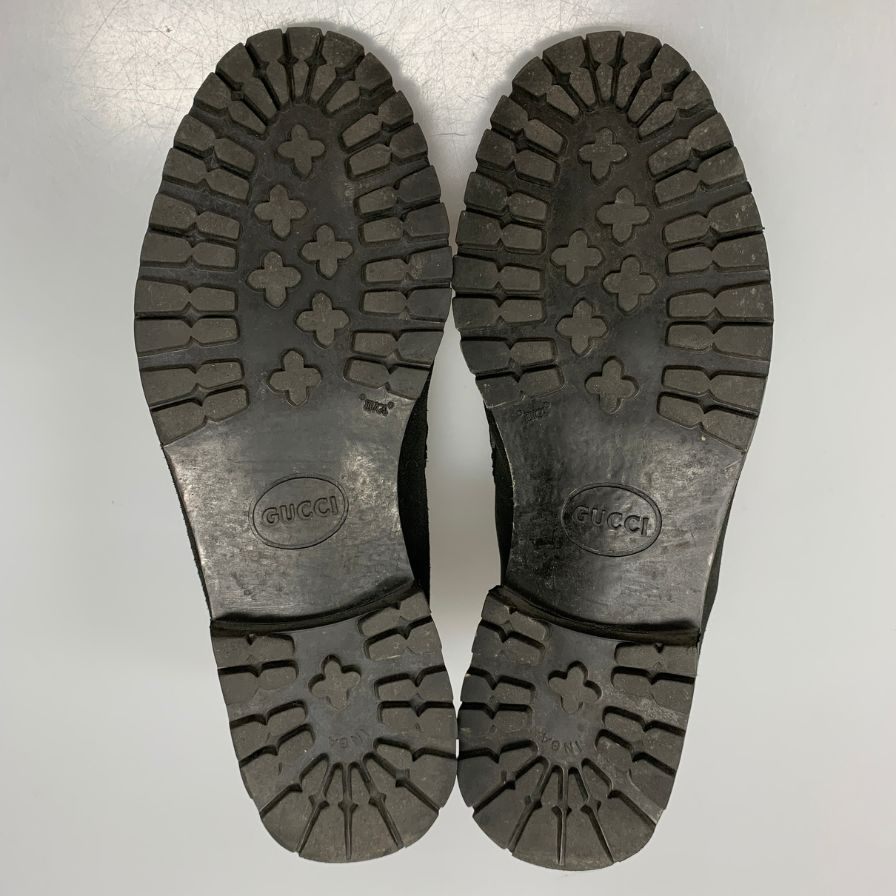 グッチ ビット ブーツ スエード ブラック UK9D メンズ イタリア製 GUCCI 約27.5cm【AFD12】