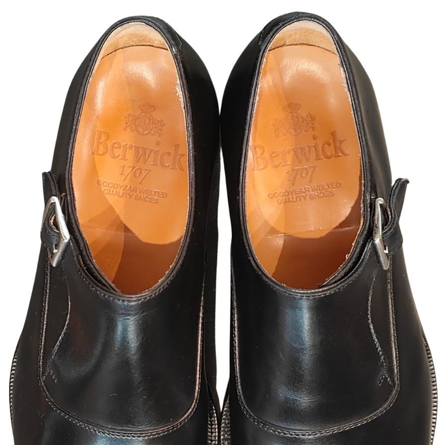 バーウィック レザーシューズ シングルモンク 5292 ブラック サイズ5.5 メンズ Berwick 約24.5cm【LA】【中古】
