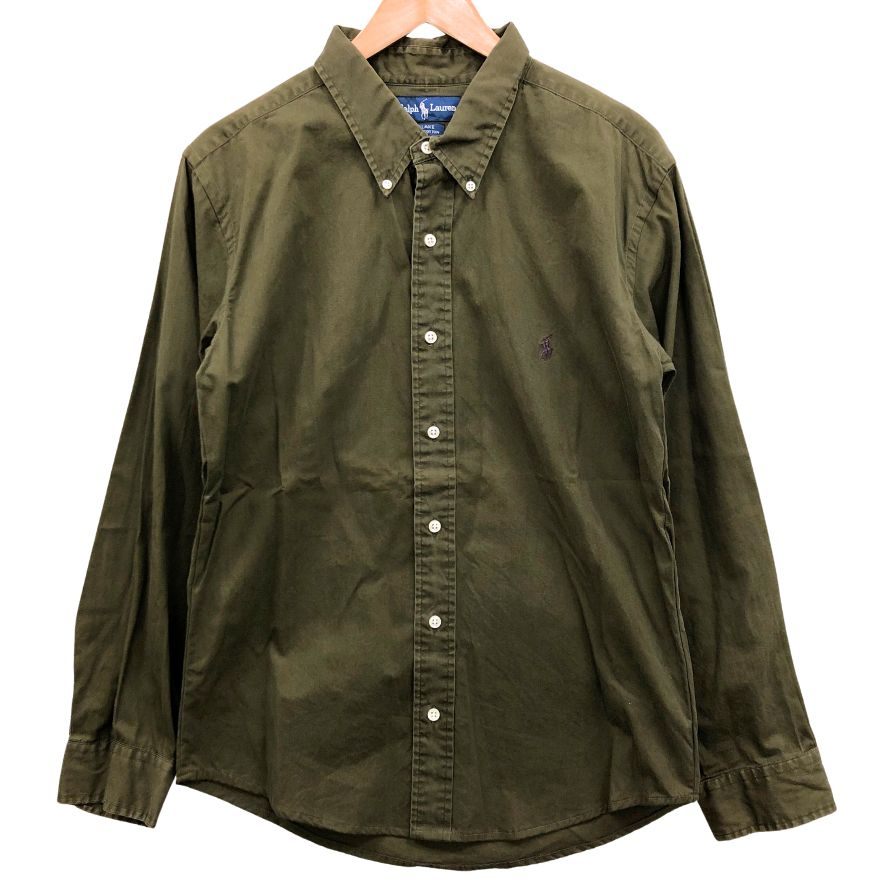 中古◆ラルフローレン 90S 長袖シャツ カーキ メンズ サイズXXL Ralph Lauren 【AFB41】