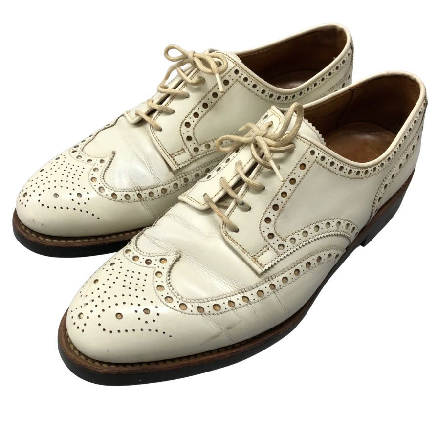 クロケット&ジョーンズ ゴルフシューズ バークデール メンズ サイズ6ハーフ ホワイト ウィングチップ Crockett&Jones 約25.0cm【AFC1】