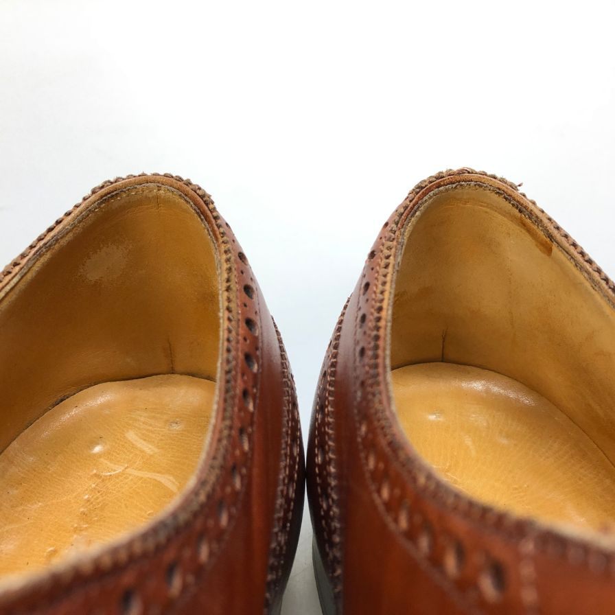 エドワードグリーン レザーシューズ カドガン セミブローグ 筆記体ロゴ 旧 F202ラスト ブラウン メンズ サイズ7.5 Edward Green CADOGAN ビジネスシューズ 約26.0cm【LA】【中古】