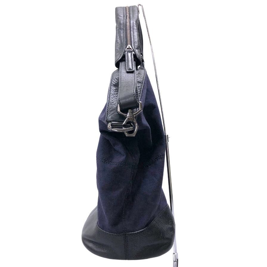 ジバンシー 2WAY ハンドバッグ ナイチンゲール キャンバス レザー コットン ネイビー ブラック GIVENCHY【AFE12】