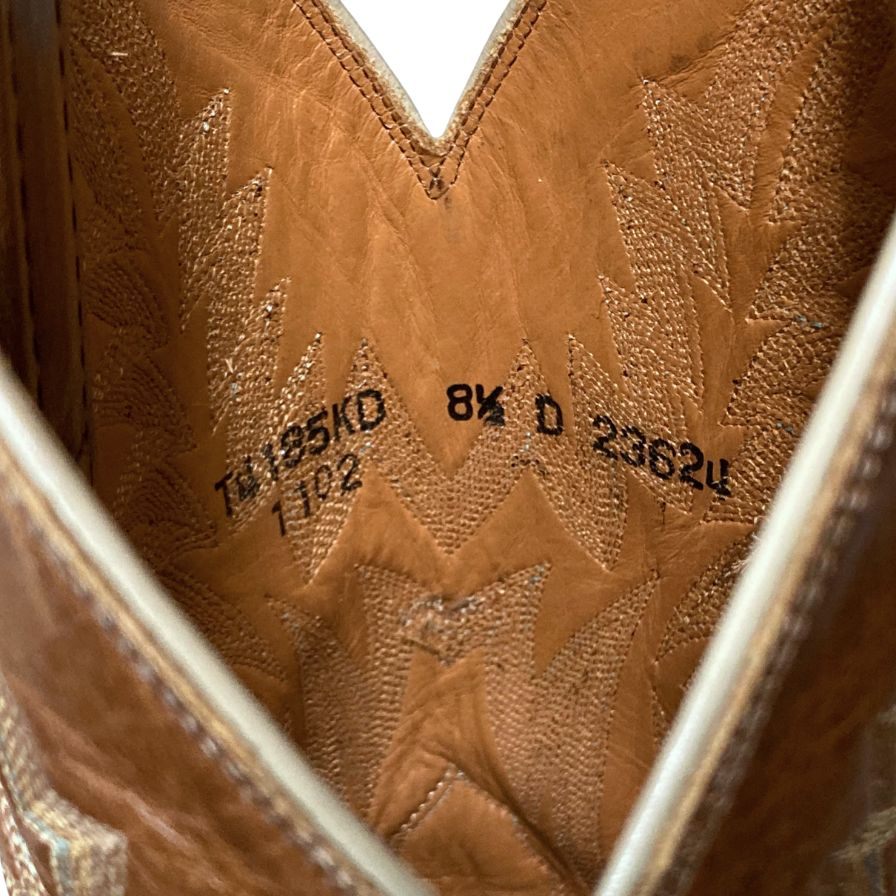 ルケーシー 2000 ローパーブーツ オーストリッチ レザーコンビ メンズ サイズ8.5D ベージュ ブラウン Lucchese 2000 約27.0cm【AFC46】