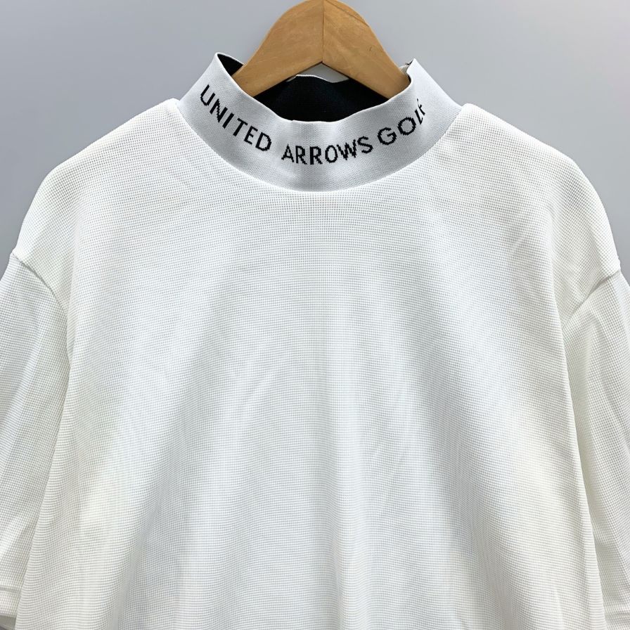 極美品◆ユナイテッドアローズ ゴルフ シャツ ホワイト モックネック メンズ サイズL UNITED ARROWS GOLF 【AFB45】