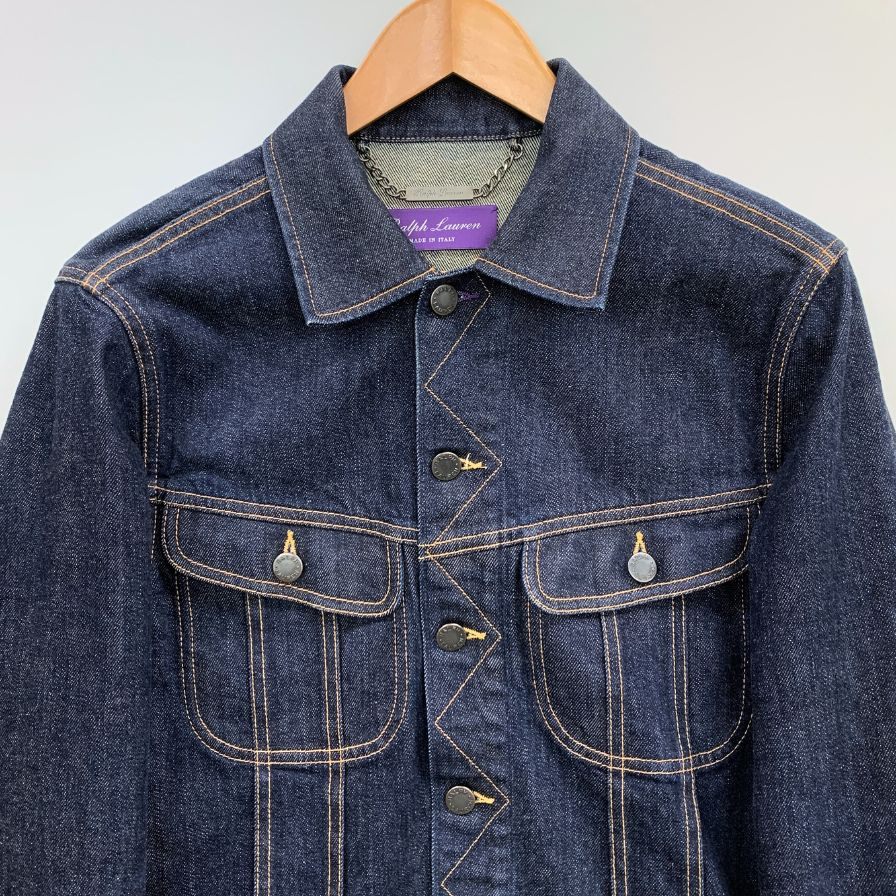極美品◆ラルフローレン パープルレーベル デニムジャケット メンズ インディゴ サイズS RALPH LAUREN PURPLE LABEL 【AFB16】