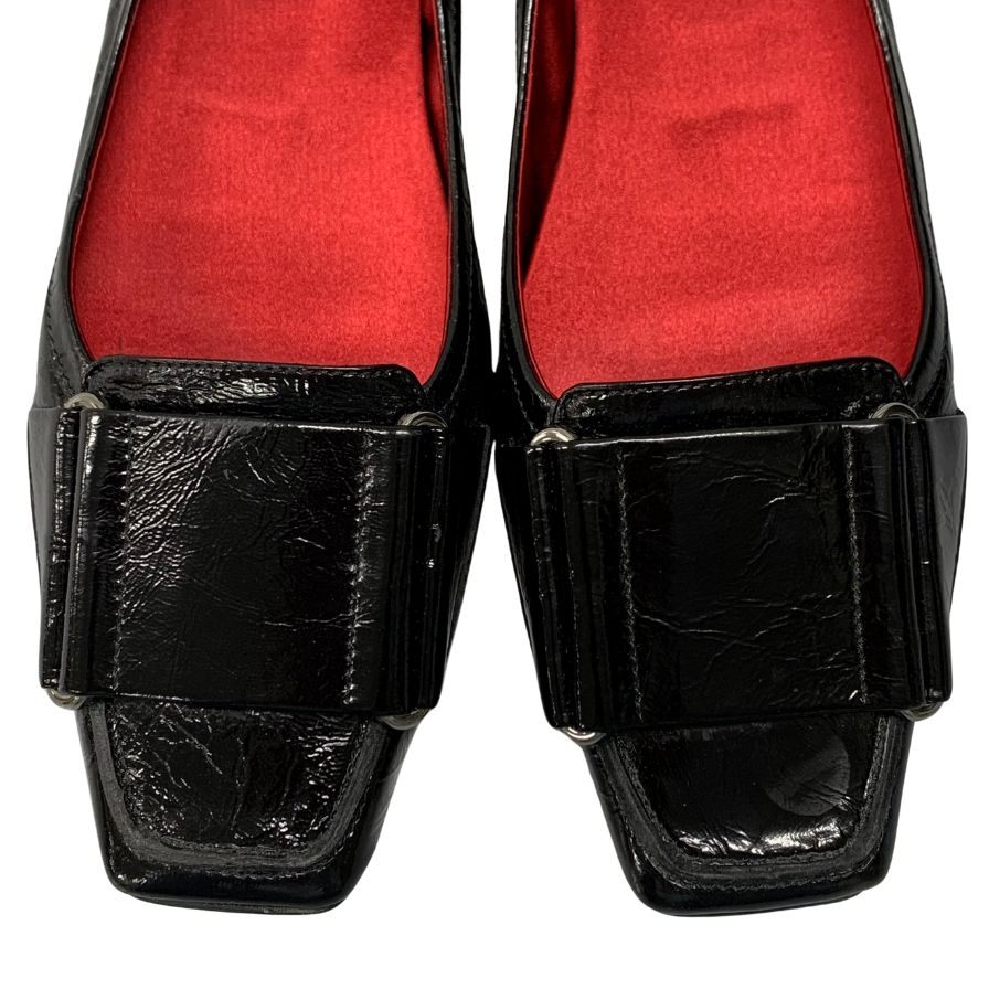 ロジェ ヴィヴィエ エナメル バレエシューズ フラットシューズ バックル レディース サイズ36.5 ブラック Roger Vivier 約23.5cm【AFC32】