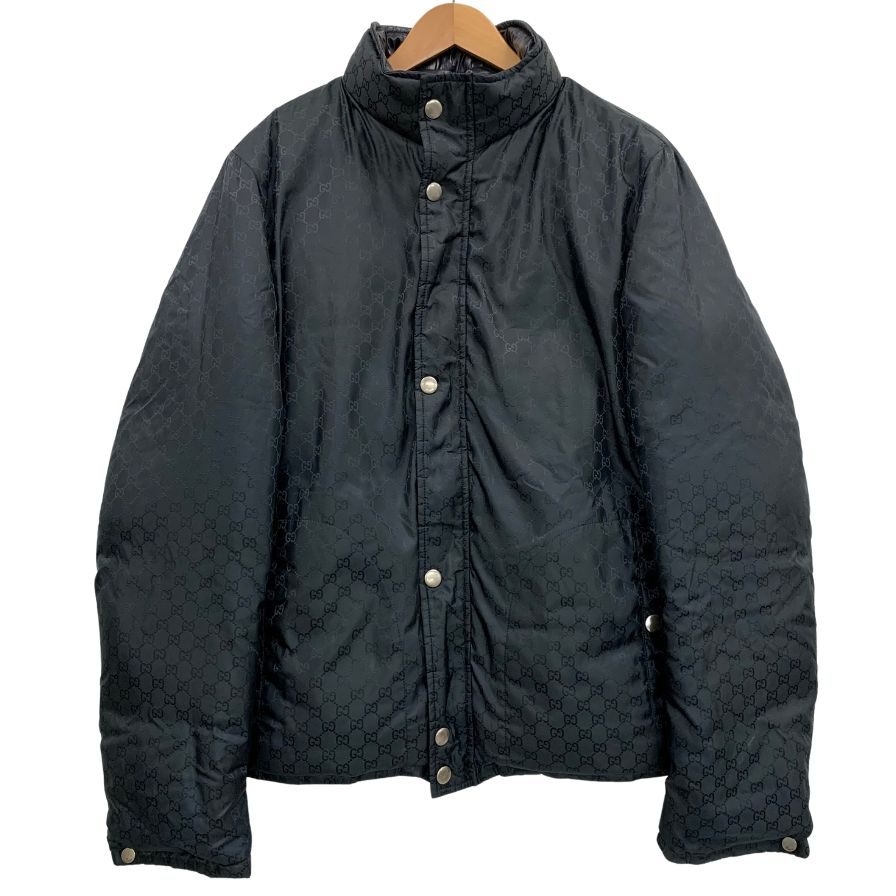 中古◆グッチ ダウンジャケット ナイロン GG柄 リバーシブル メンズ ネイビー サイズ50 GUCCI 【AFF24】