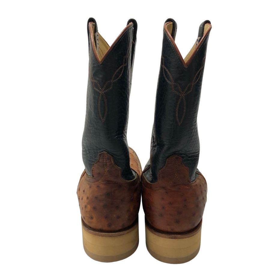 アンダーソン ビーン ブーツ カンパニー ローパーブーツ オーストリッチ&レザー コンビ メンズ サイズ8D ブラウン ネイビー ANDERSON BEAN BOOT COMPANY 約27.0cm【AFC54】