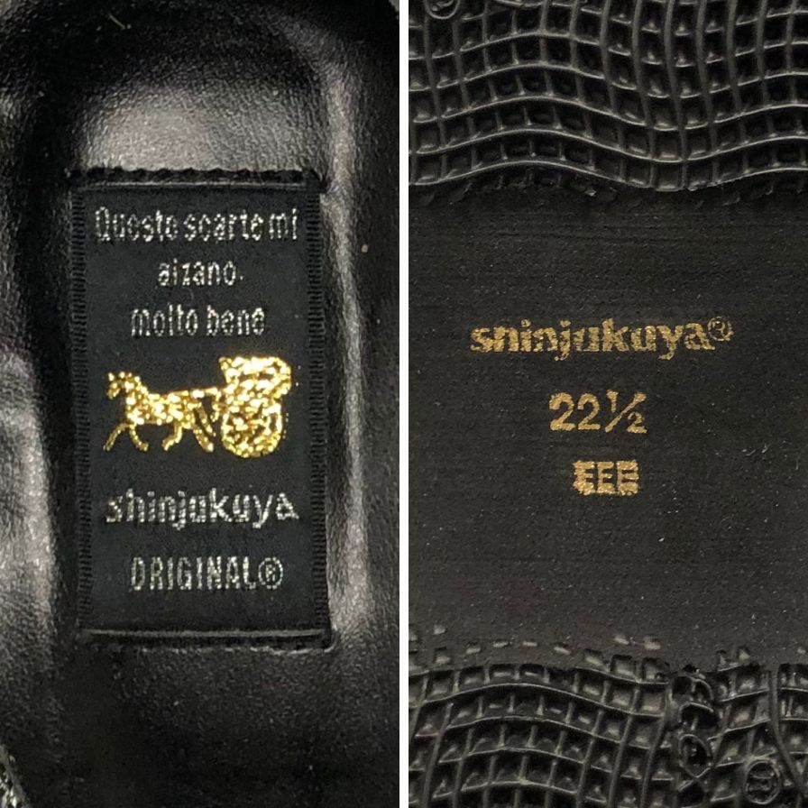 新宿屋 レザースサンダル オーストリッチ 2040-935 22.5cm レディース ブラック shinjukuya 約22.5cm【7-8】