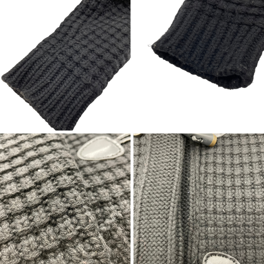 中古◆バーク ダッフルコート ニット ダウン切替 チェック レディース サイズS ブラック Bark【AFB48】