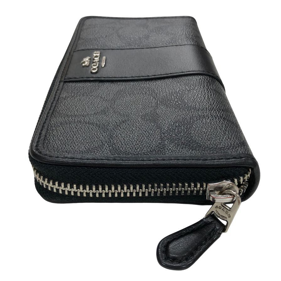 コーチ 長財布 シグニチャー ラウンドジップ ブラック メンズ COACH【AFI6】