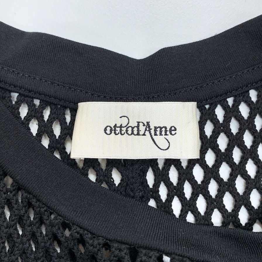 美品◆オットダム メッシュ シャツ レディース サイズ42 ブラック ottod'ame 【AFB32】