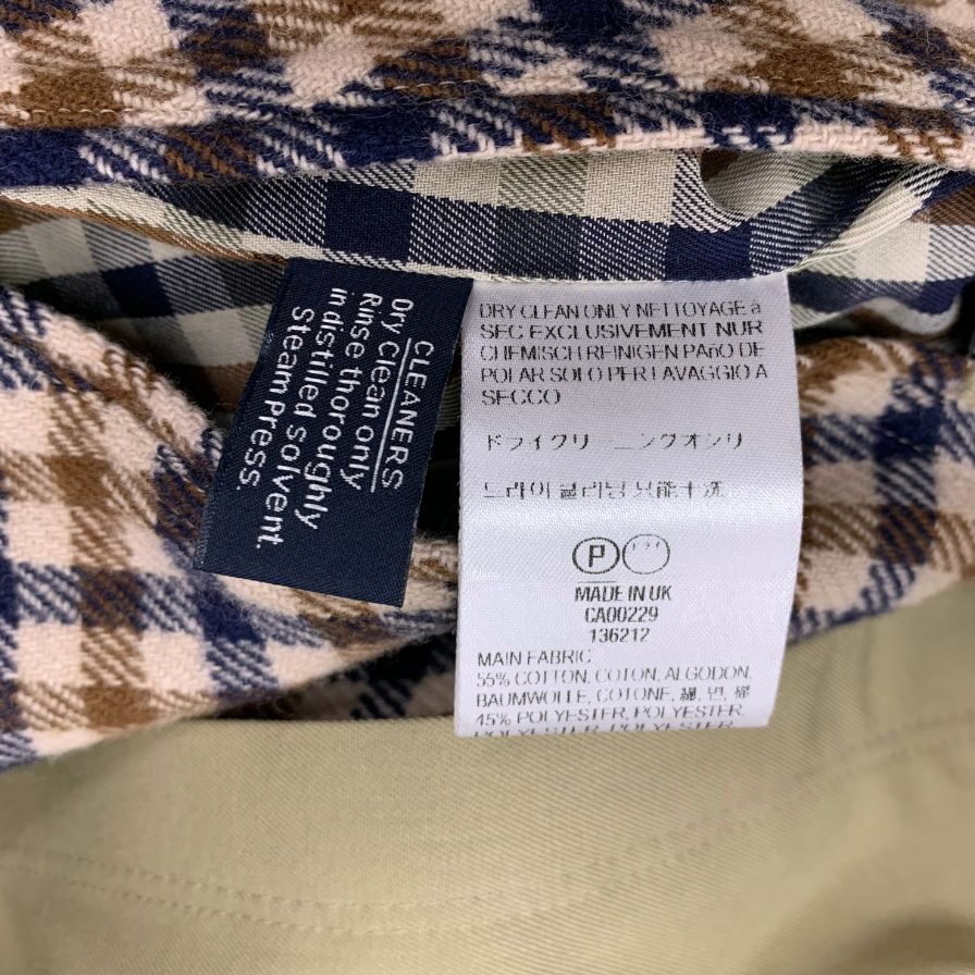 アクアスキュータム ステンカラーコート ベージュ 36 ウールライナー付き Aquascutum【LA】