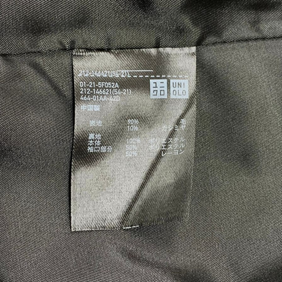 美品◆ユニクロ メンズ コート カシミヤ ブラック サイズL UNIQLO 【AFB22】