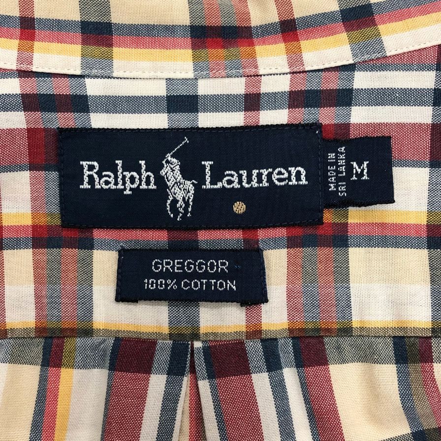 美品◆ラルフローレン 90S チェックシャツ ヴィンテージ マルチカラー メンズ サイズM RALPH LAUREN 【AFB50】