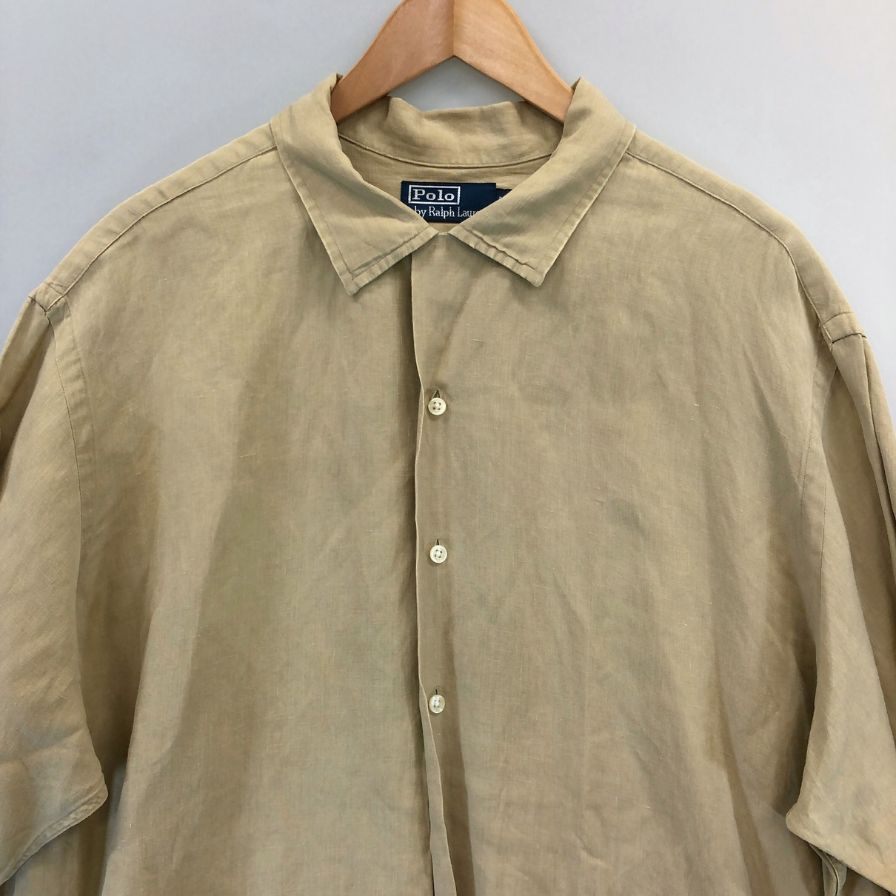 美品◆ポロ ラルフローレン ヴィンテージ開襟シャツ ベージュ メンズ サイズXL POLO RALPH LAUREN 【AFB45】