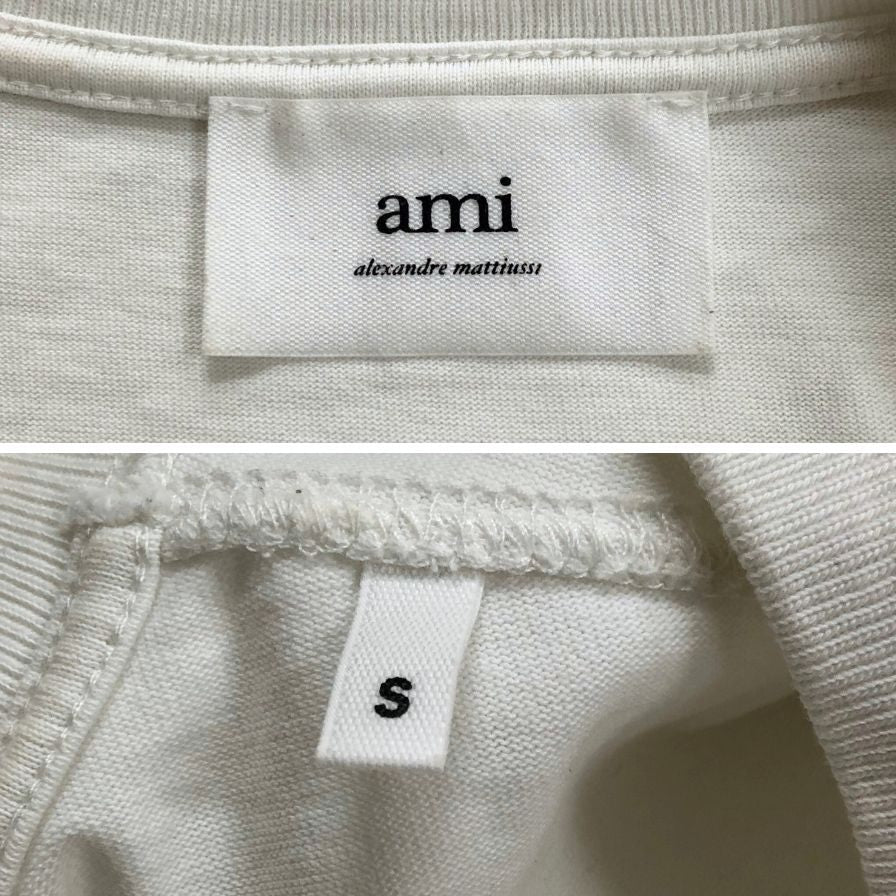 中古◆アミ パリス Tシャツ ワンポイント メンズ サイズS アイボリー AMI Paris 【AFB5】