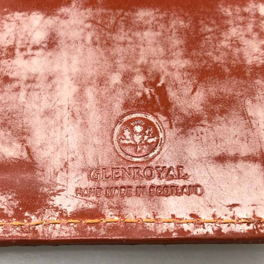 グレンロイヤル 長財布 二つ折り財布 フラップボタン ブライドルレザー 赤茶 ゴールド金具 GLENROYAL【AFI1】