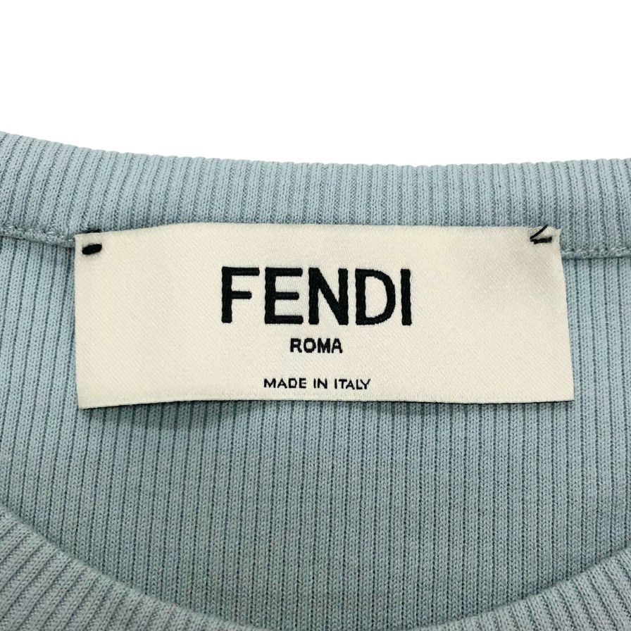 美品◆フェンディ 23SS 半袖Tシャツ クロップド ブルー系 レディース サイズS FS8110 FENDI 【AFB46】