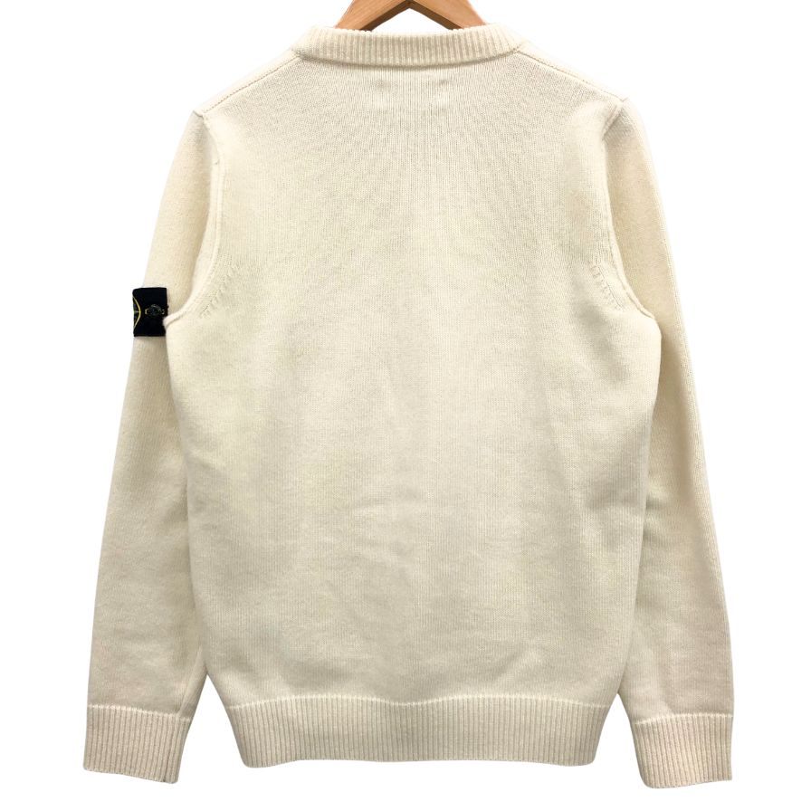 美品◆ストーンアイランド クルーネックニット 8115508A3 ロゴパッチ ウール ポリアミド サイズM メンズ ホワイト STONE ISLAND 【AFB35】