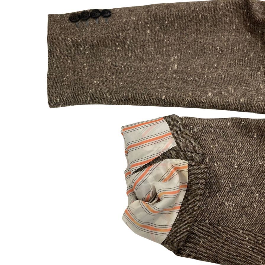 美品◆エルメス ツイードジャケット G9176 ウール カシミア ポリエステル ブラウン系 サイズ50 メンズ HERMES 【AFB36】