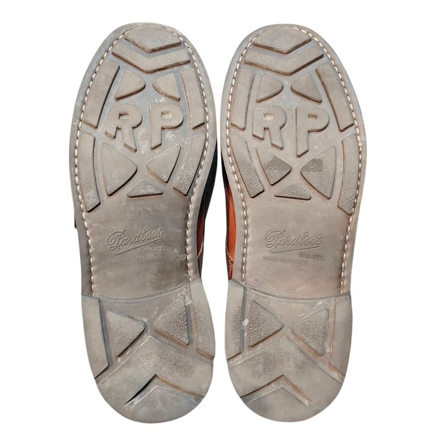 パラブーツ レザーシューズ デカタグ シャンボード 1994年製 Uチップ カーフ ブラウン メンズ サイズ6 Paraboot CHAMBORD ビジネスシューズ 約25.0cm【LA】【中古】