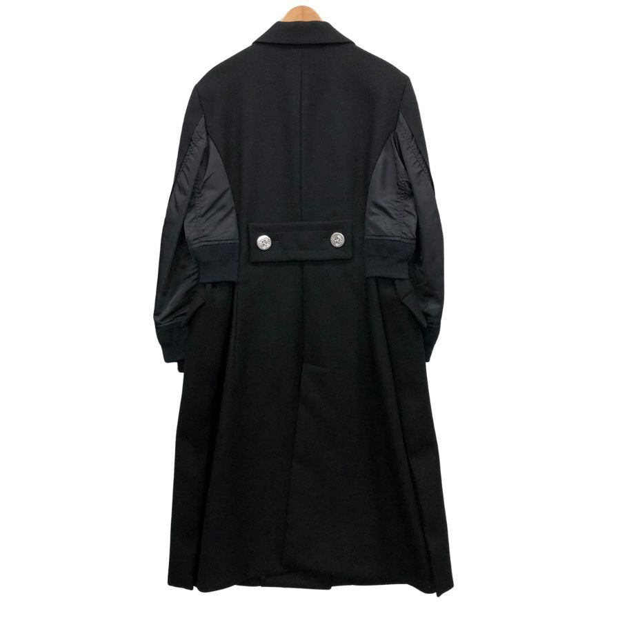 極美品◆サカイ 20年製 ドッキングロングコート レディース サイズ2 ブラック 20-05208 sacai 【AFB56】