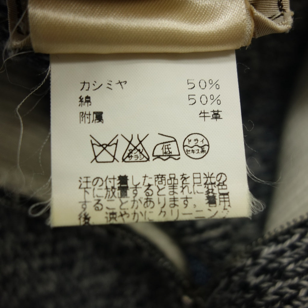 新品同様◆エルメス ハーフジップニット カシミヤ&コットン レザープル メンズ サイズXL グレー HERMES【AFB37】