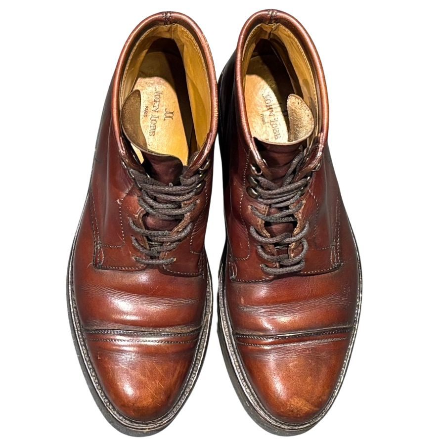 ジョンロブ レザーブーツ ロッキー キャップトゥ コテージライン PARISロゴ サイズUK6.5 JOHNLOBB ブーツ 約25.0cm【LA】【中古】