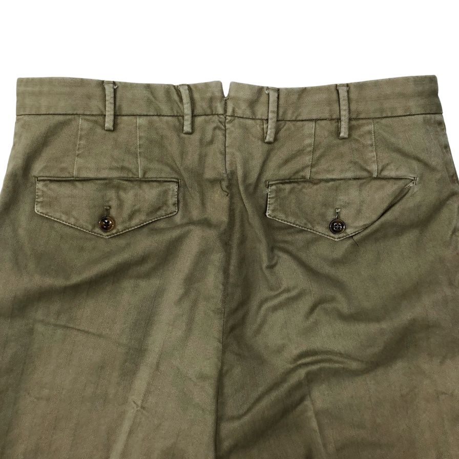 ピーティーゼロウーノ トラウザー コットン ヘリンボーン CARROT FIT ベージュ メンズ サイズ48 PT01【】