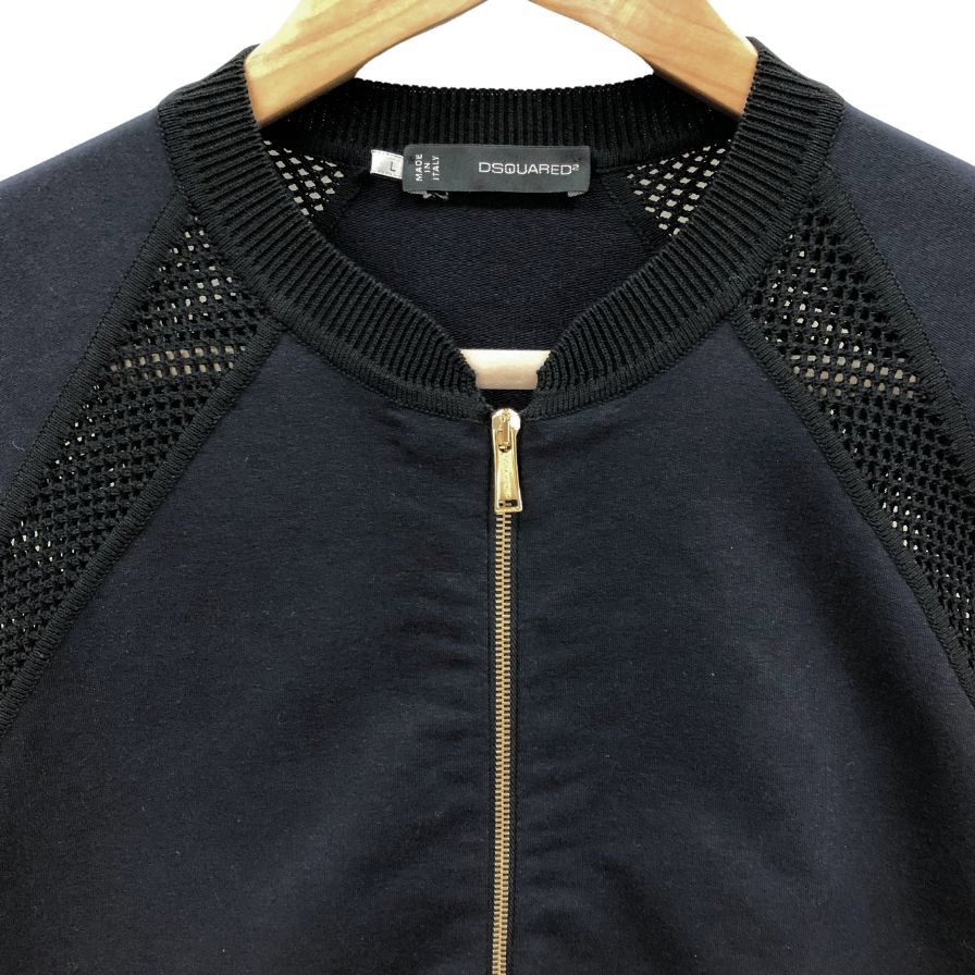 美品◆ディースクエアード ジップアップブルゾン コットン ポリウレタン サイズLレディース ブラック DSQUARED2 【AFB38】